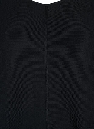 Ribbad klänning med trekvartsärm, Black, Packshot image number 2