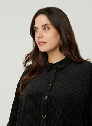 Kort sammetsklänning med knappar, Black, Model image number 2