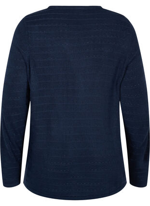 Stickad tröja med strukturerat mönster och rund hals, Navy Blazer, Packshot image number 1