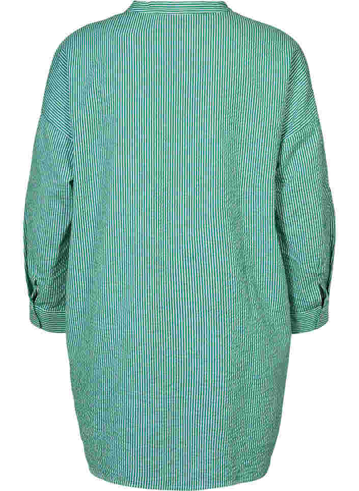 Randig bomullsskjorta med 3/4-ärmar, Jolly Green Stripe, Packshot image number 1
