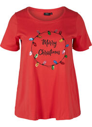 T-shirt med julmotiv i bomull, Tango Red Merry