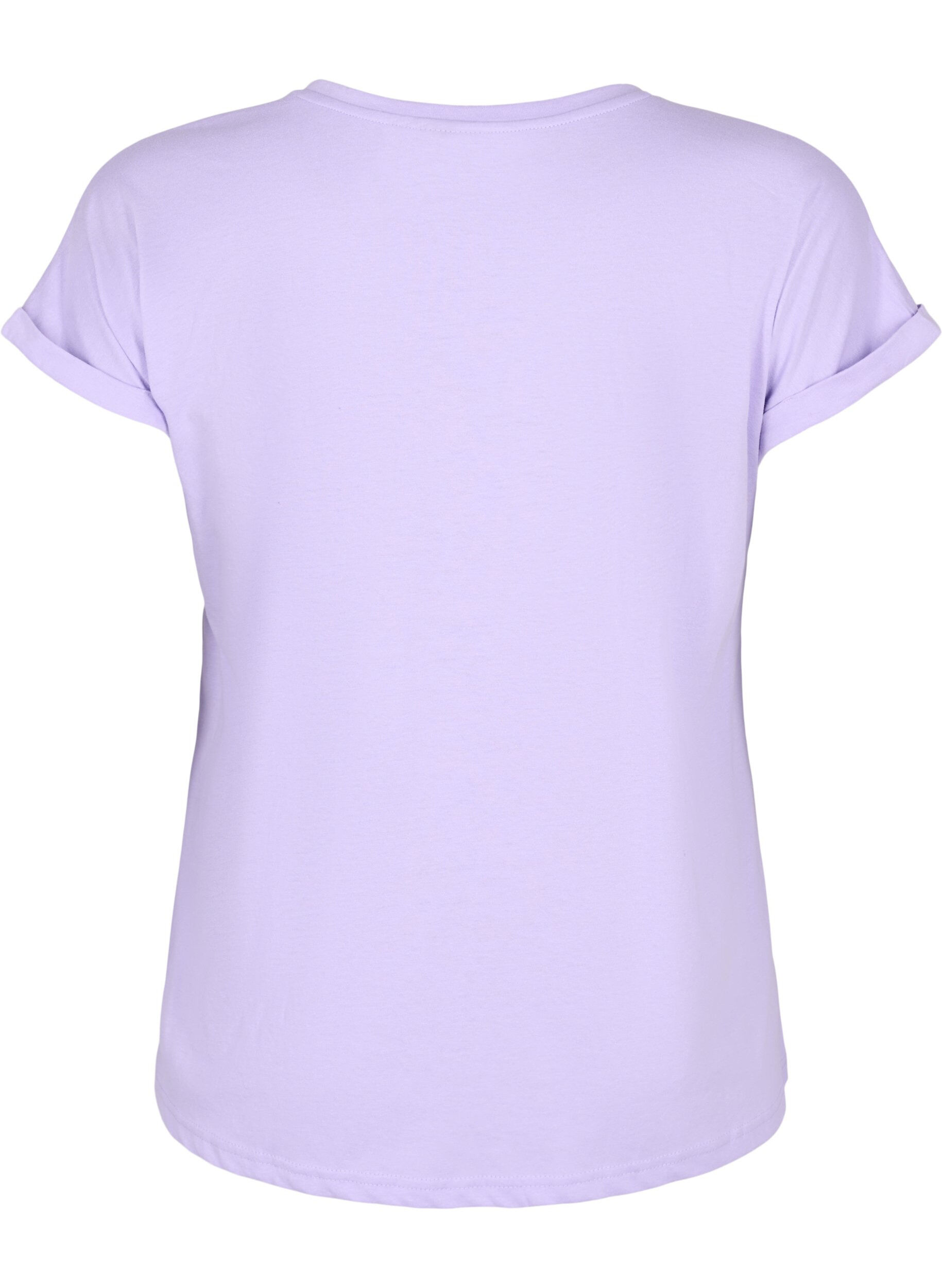 ZizziKort&auml;rmad t-shirt i bomullsmix, Lila, Packshot image number 1