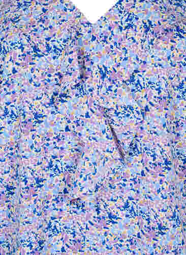 Tryckt blus med volanger, Purple Ditzy Flower, Packshot image number 2