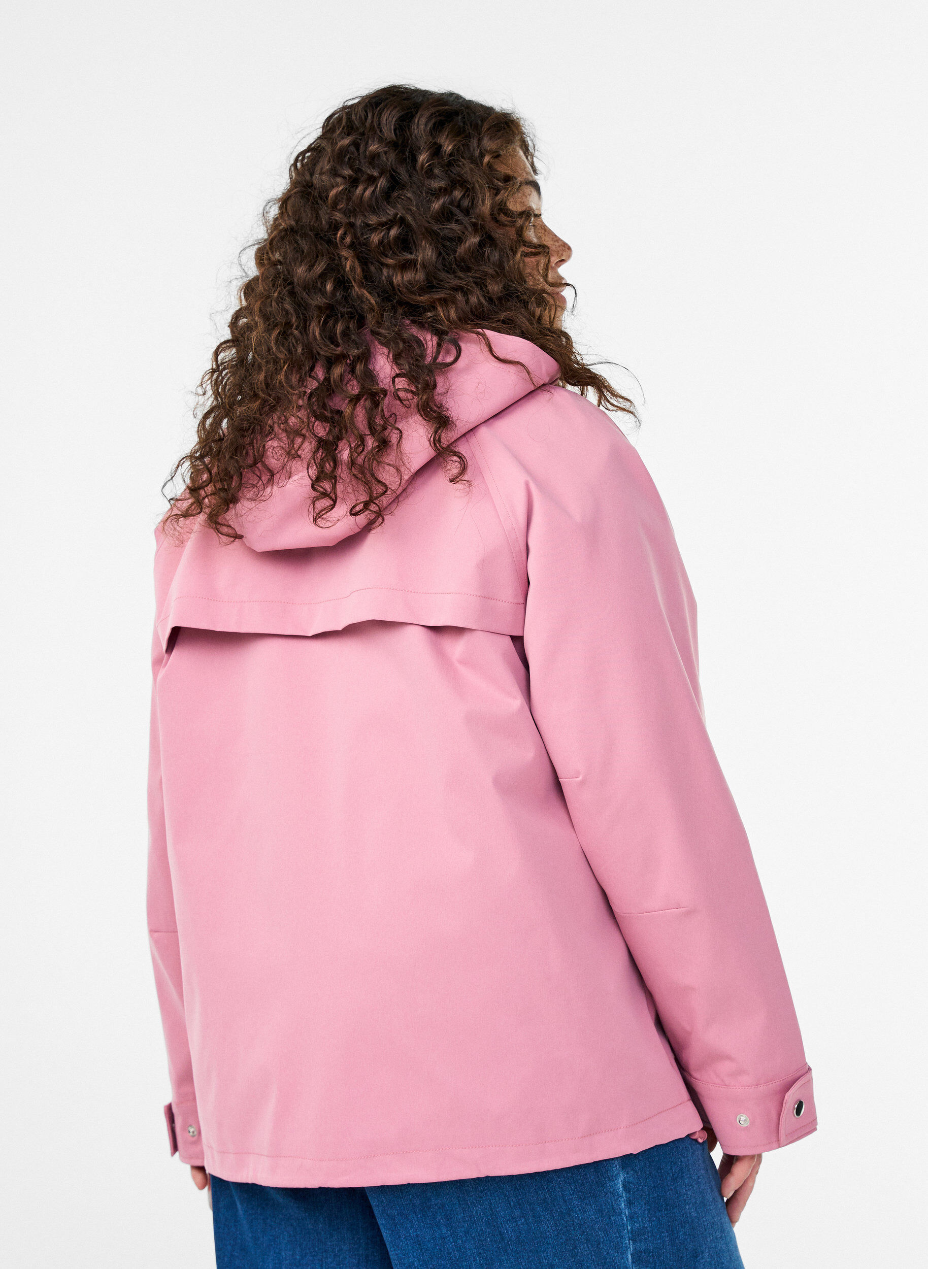 ZizziKort v&aring;rjacka med avtagbar huva, Rosa, Model image number 2