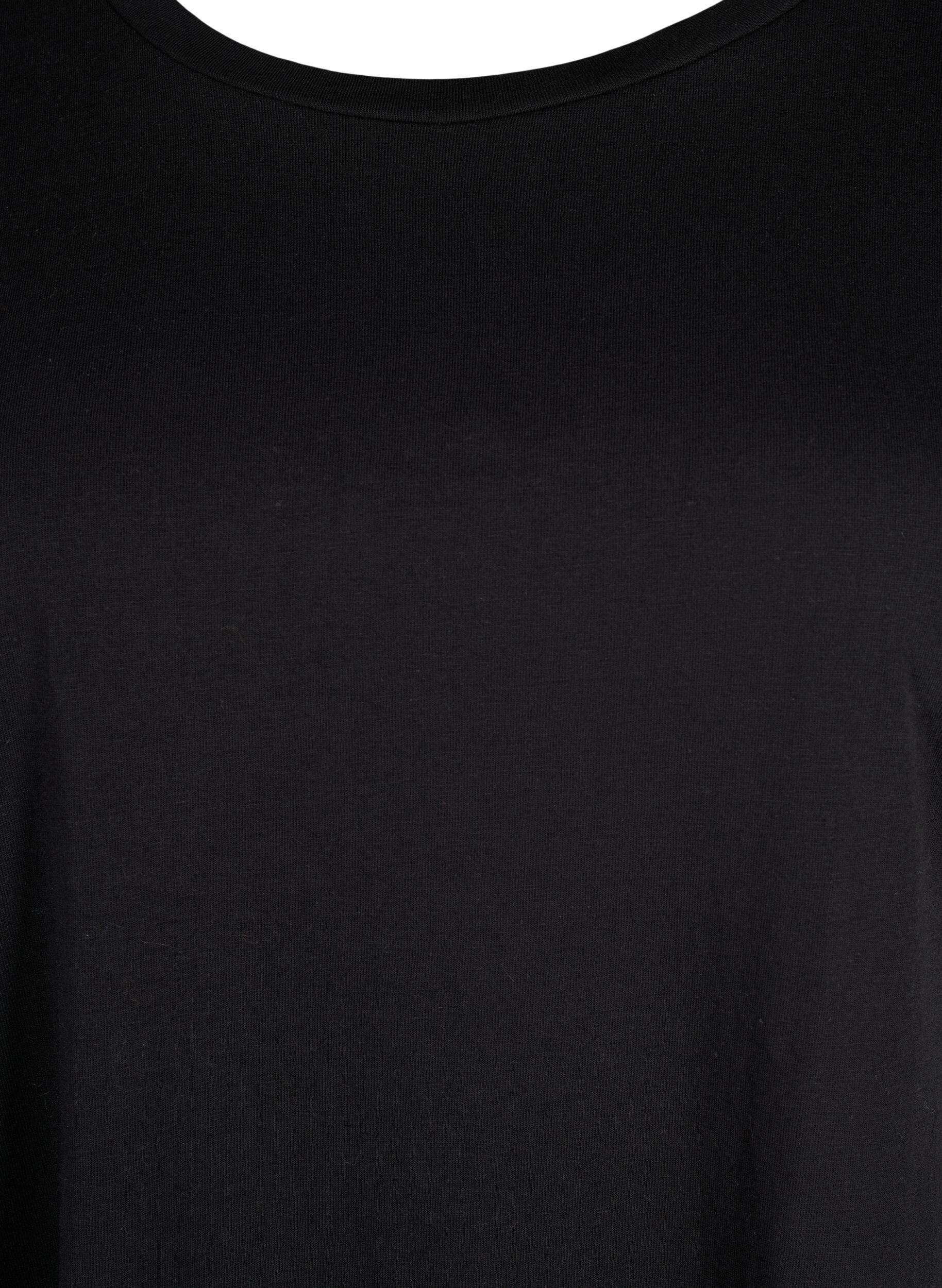 ZizziKort&auml;rmad t-shirt i bomullsmix, Svart, Packshot image number 2