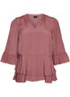 Blus med 3/4-&auml;rmar och volangdetaljer, Rosa, Packshot image number 0