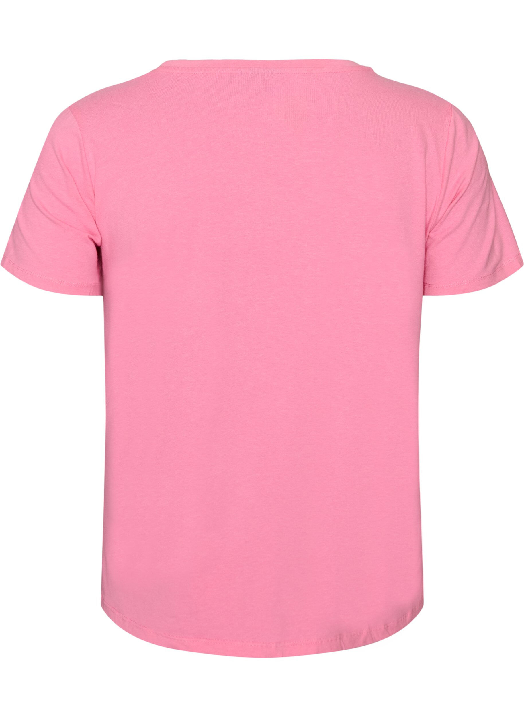 ZizziEnf&auml;rgad t-shirt i bomull, Rosa, Packshot image number 1