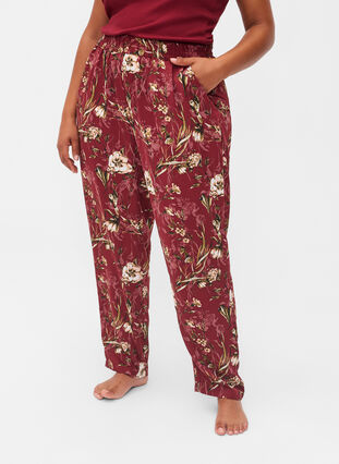 Pyjamasbyxor med blommönster, Cabernet Flower Pr., Model image number 2