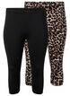 2-pack 3/4 leggings, Black / LEO AOP, Packshot image number 0
