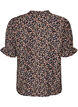 Blommig blus i viskos med korta &auml;rmar och smockdetaljer, Bl&aring;, Packshot image number 1