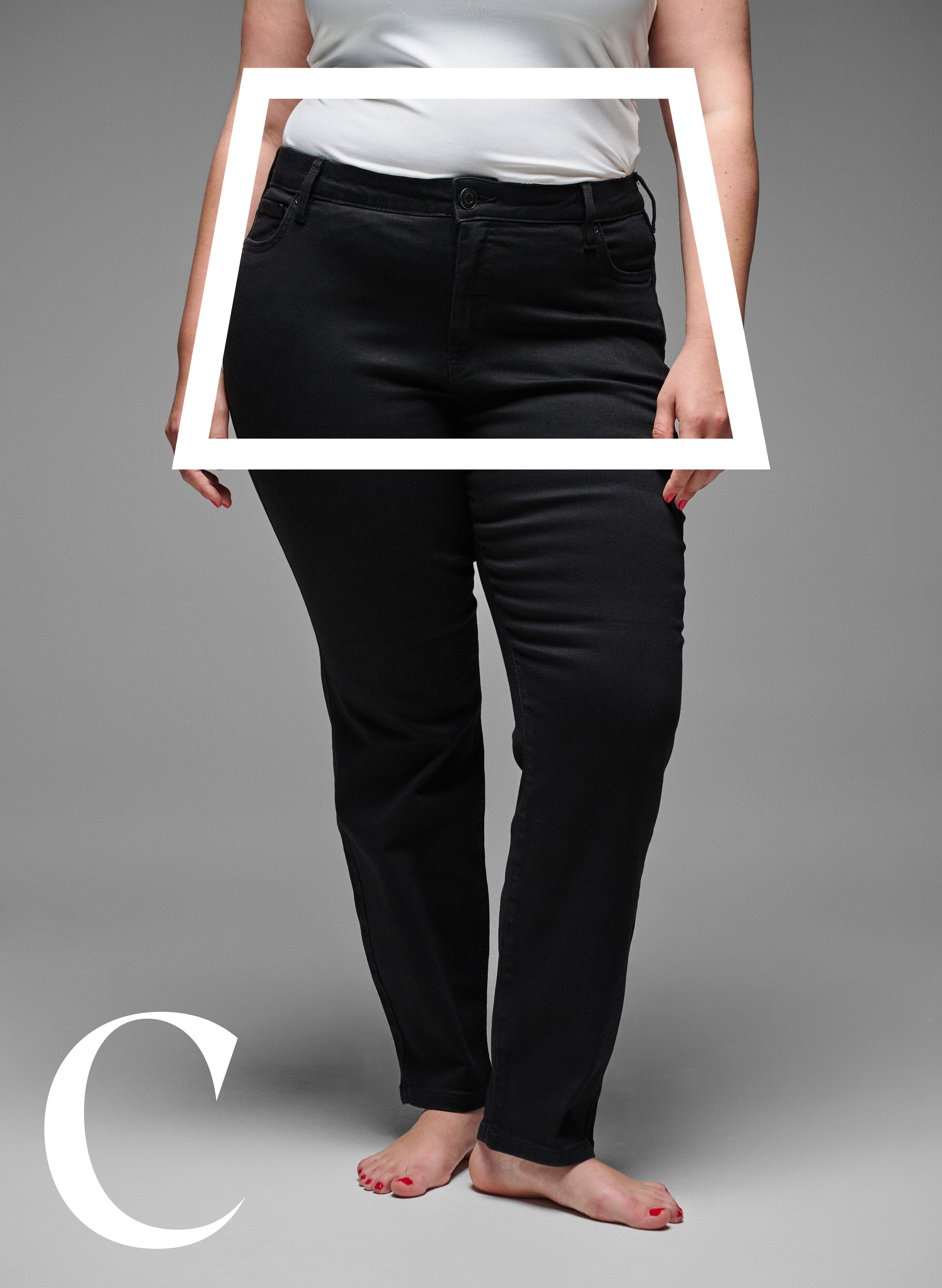 Zizzi Slim fit-jeans med normal midja, Black, Model image number 2