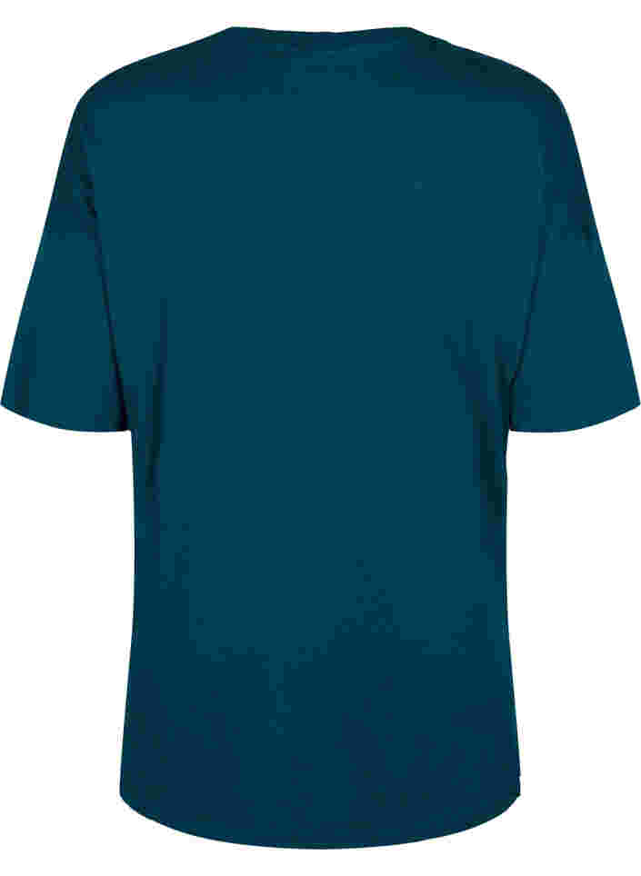 T-shirt i bomull med tryck, Deep Teal/Sea Pink, Packshot image number 1