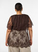 Kort&auml;rmad blus i spets med knytning, Brun, Model image number 2