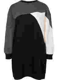 Lång sweatshirt med blockfärger, Black Color Block