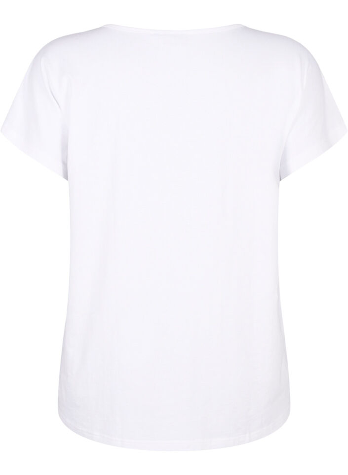 T-shirt med v-ringning och bröstficka, Bright White, Packshot image number 1