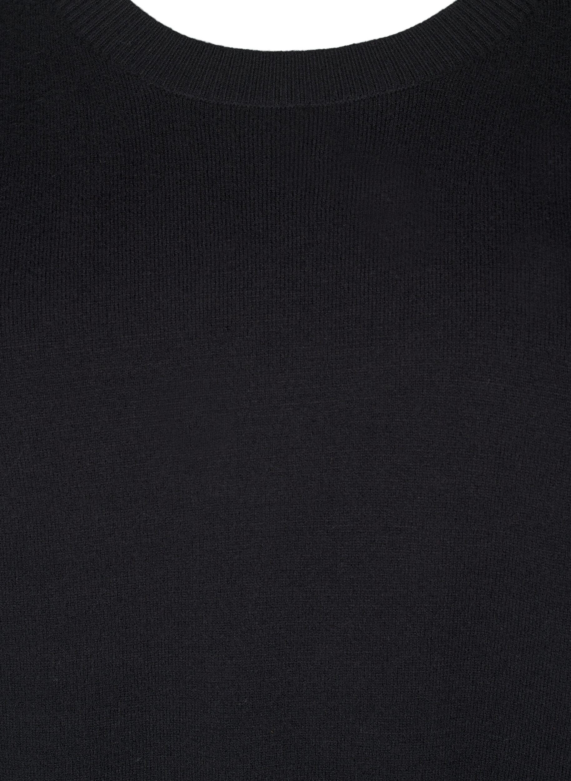 Zizzi FLASH - Stickad blus med rund hals, Svart, Packshot image number 2