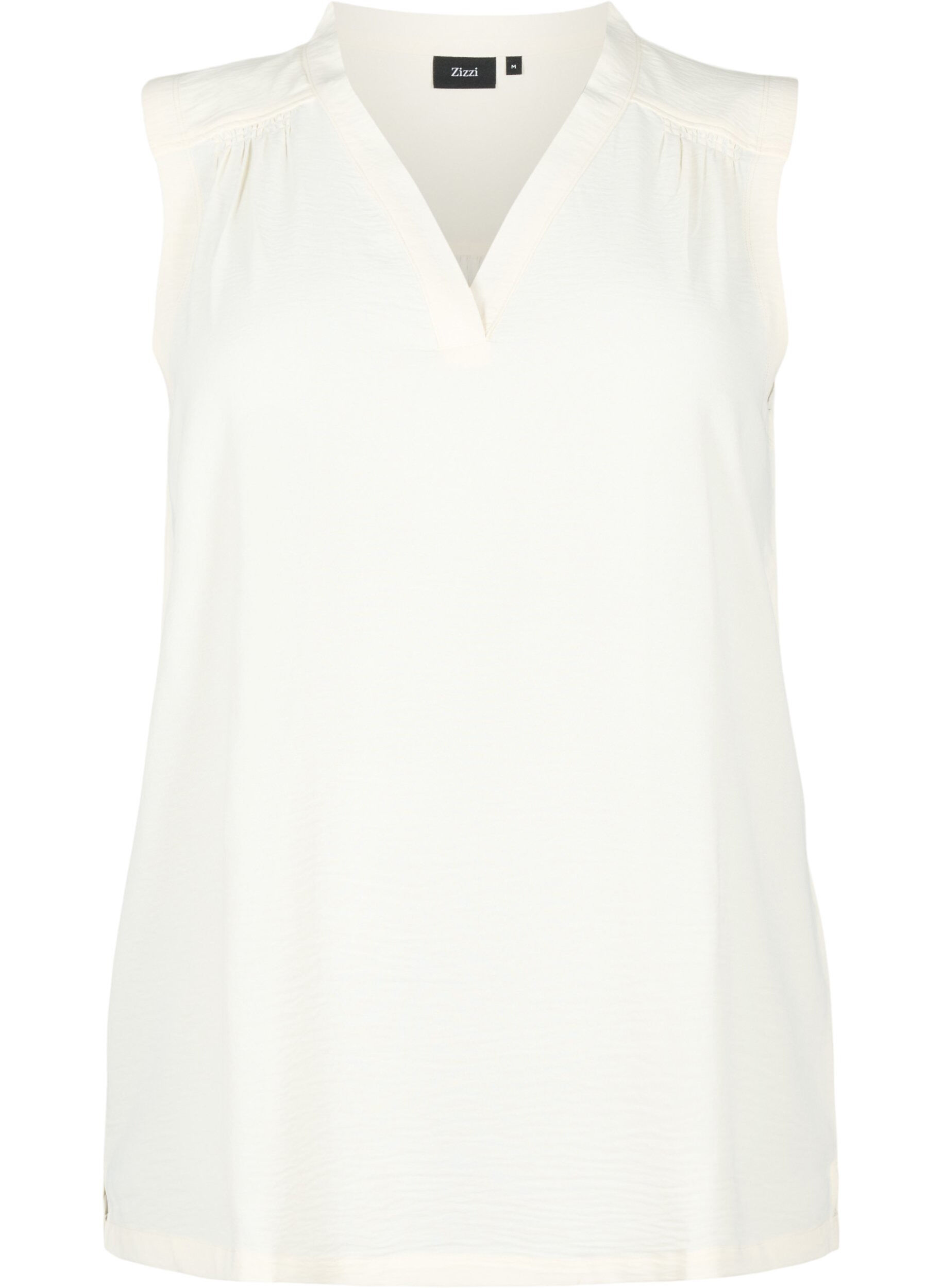 Zizzi&Auml;rml&ouml;s topp med rynkdetaljer, Vanilla, Packshot image number 0