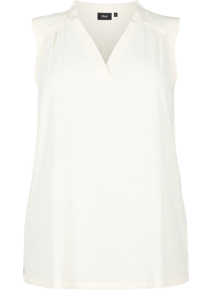 &Auml;rml&ouml;s topp med rynkdetaljer, Vanilla, Packshot image number 0