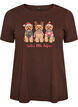 Jul-t-shirt i ekologisk bomull, Brun, Packshot image number 0