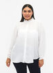 Skjortblus med volangdetaljer, Bright White, Model image number 0