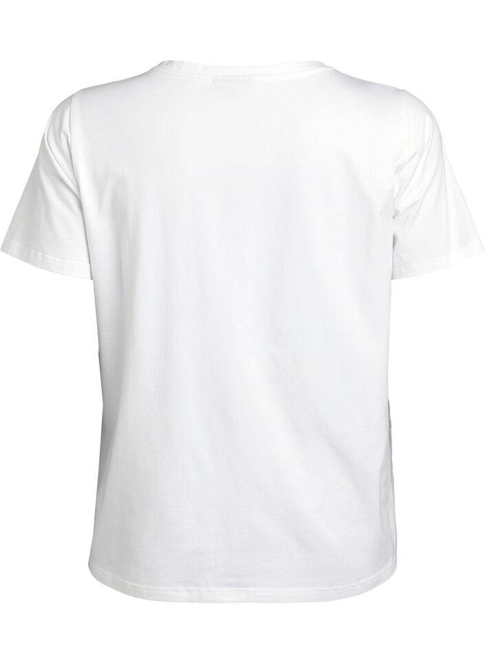 T-shirt i ekologisk bomull med blommigt tryck, B. White w. Rose, Packshot image number 1