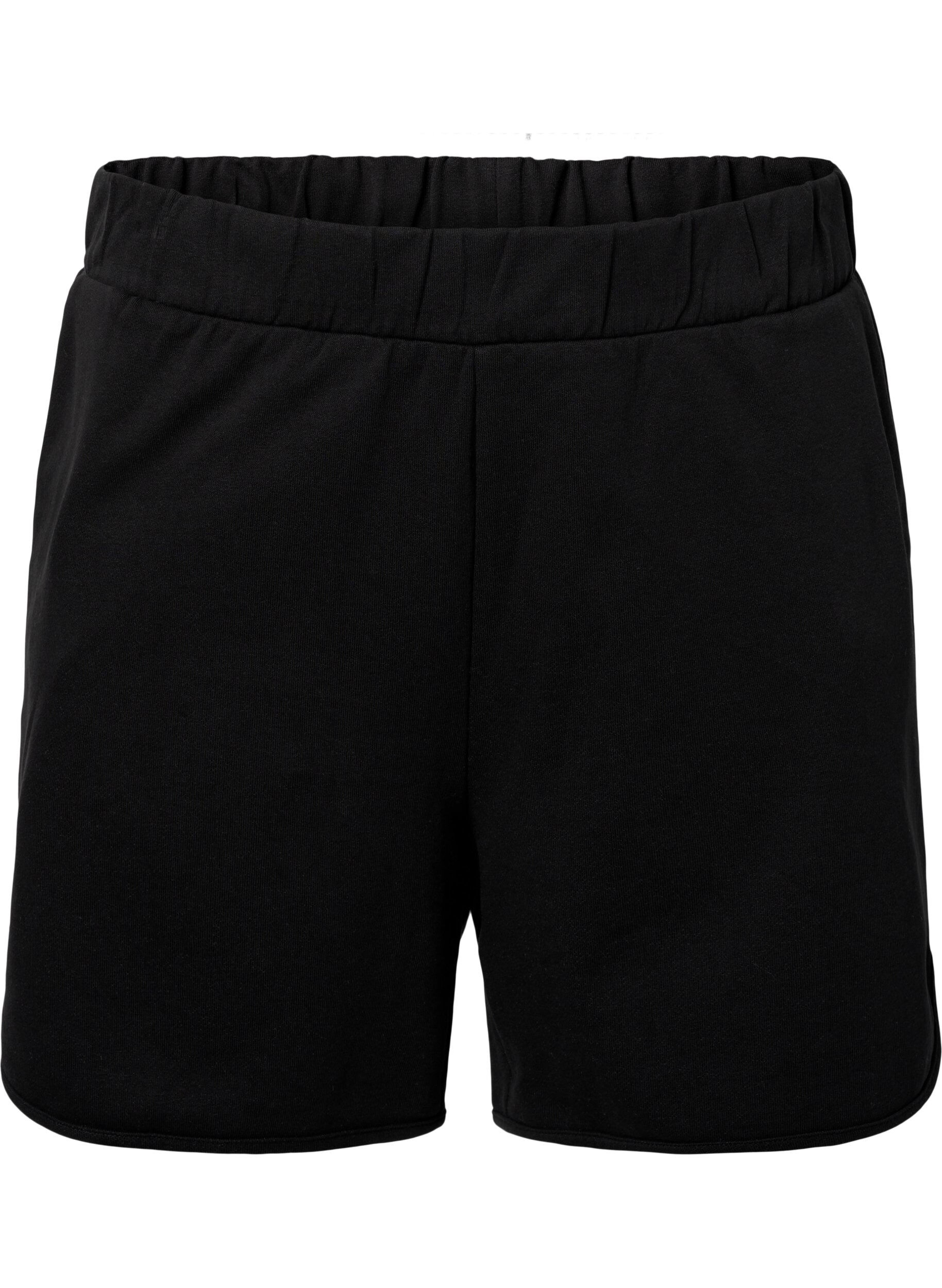 Zizzi Enf&auml;rgade sweatshirtshorts med fickor, Black, Packshot image number 0
