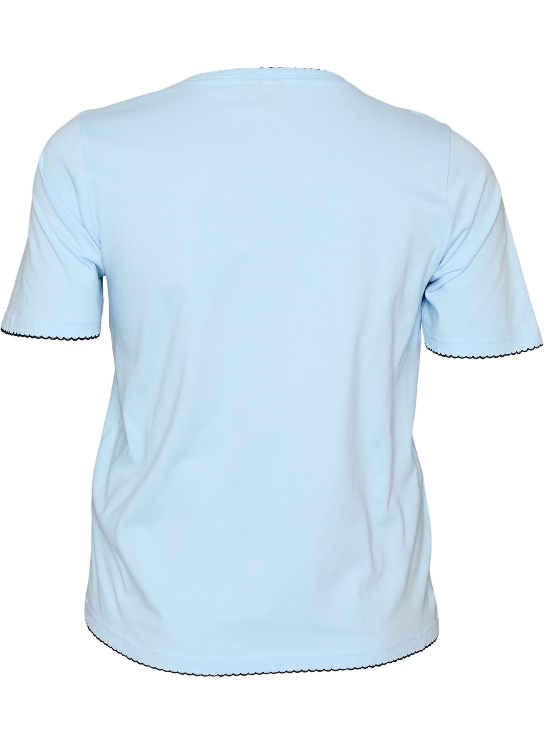 ZizziT-shirt i bomull med v&aring;giga kontrasterande kanter, Bl&aring;, Packshot image number 1