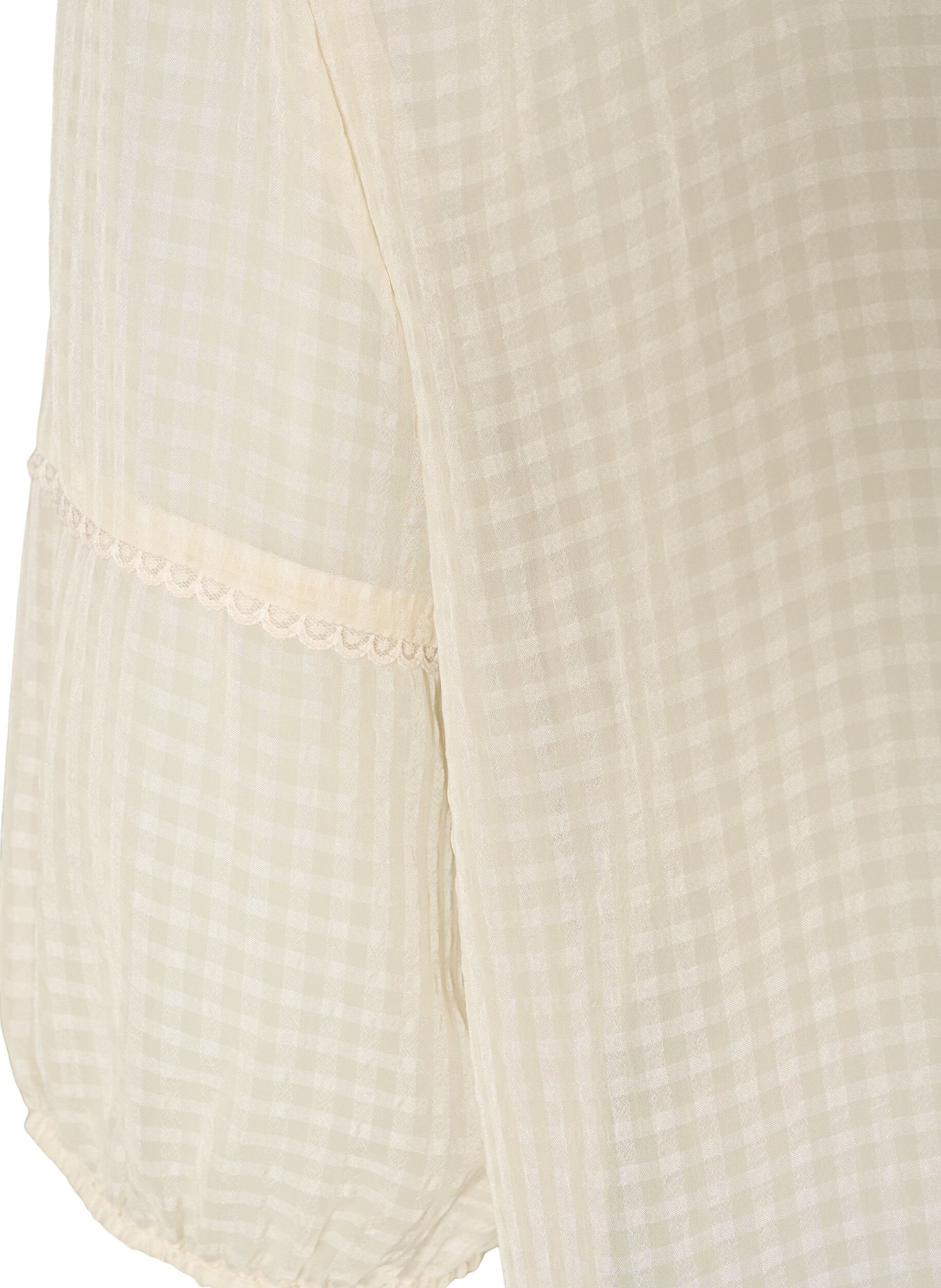 ZizziBlus i seersucker med knytband, Beige, Packshot image number 3