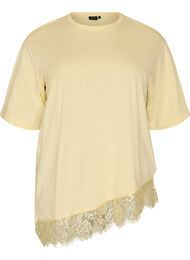 T-shirt med asymmetrisk spetskant, Gul