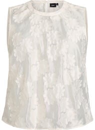 &Auml;rml&ouml;s topp i jacquard med blommig textur, Vanilla