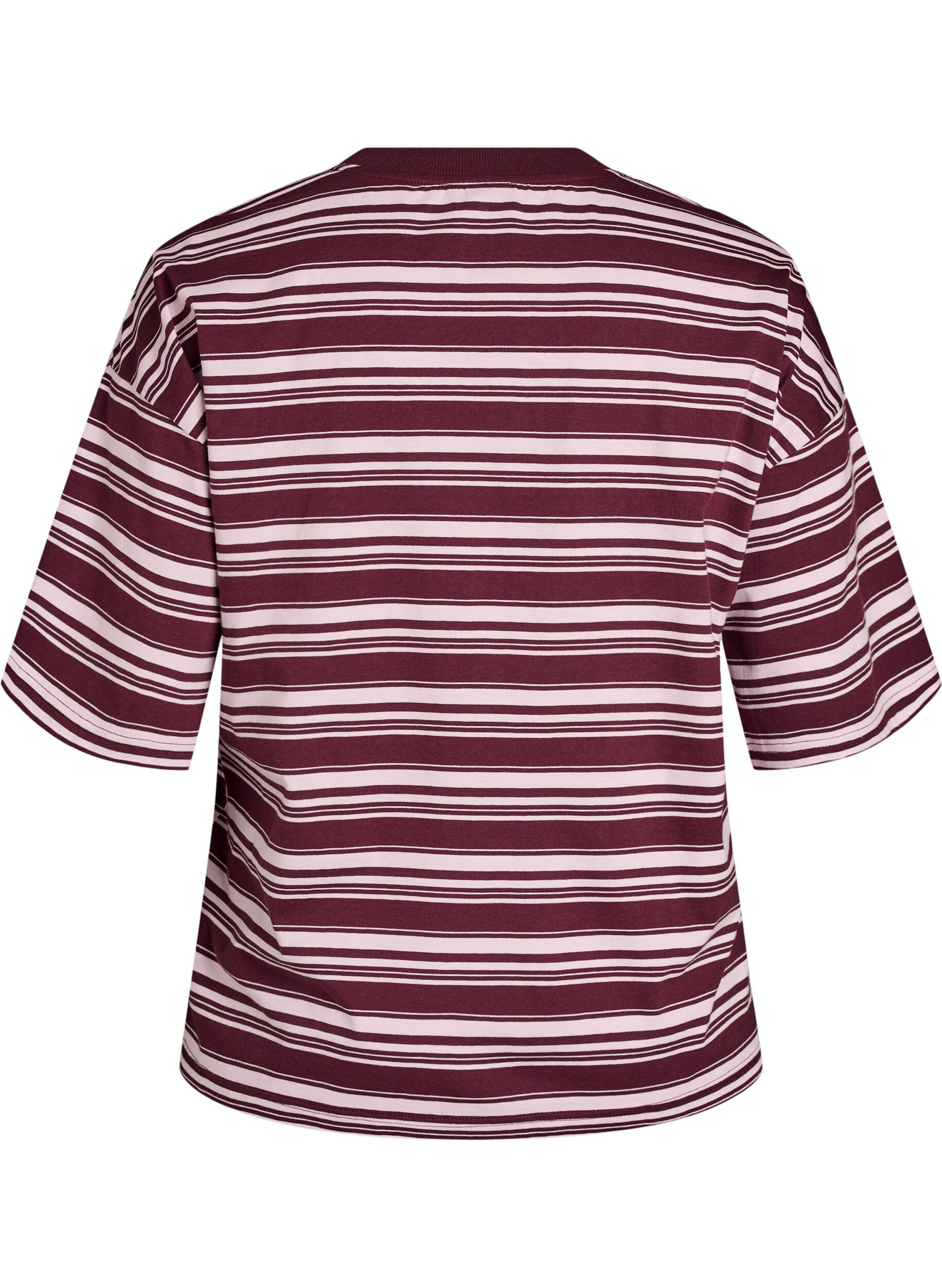 ZizziBoxig t-shirt med randigt m&ouml;nster, R&ouml;d, Packshot image number 1