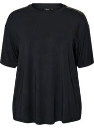 Natt-t-shirt i modal med kontrastband, Svart
