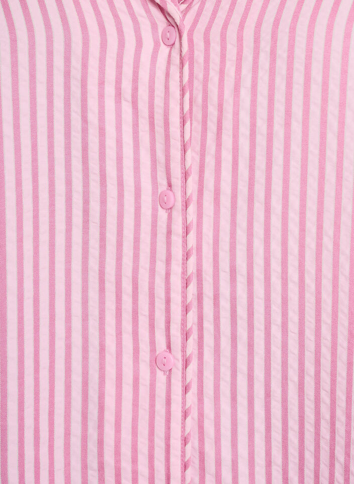 Pyjamasskjorta i seersucker med l&aring;nga &auml;rmar, Rosa, Packshot image number 2