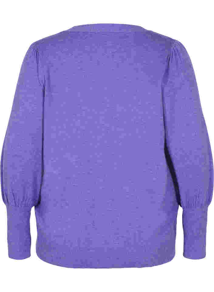Stickad kofta med knappöppning, Purple Opulence Mel., Packshot image number 1