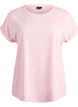Kort&auml;rmad t-shirt i bomullsmix, Rosa, Packshot image number 0