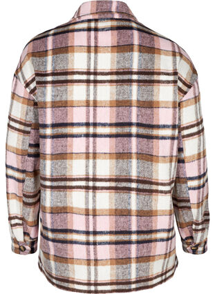 Rutig skjortjacka med bröstfickor, Pink Check, Packshot image number 1