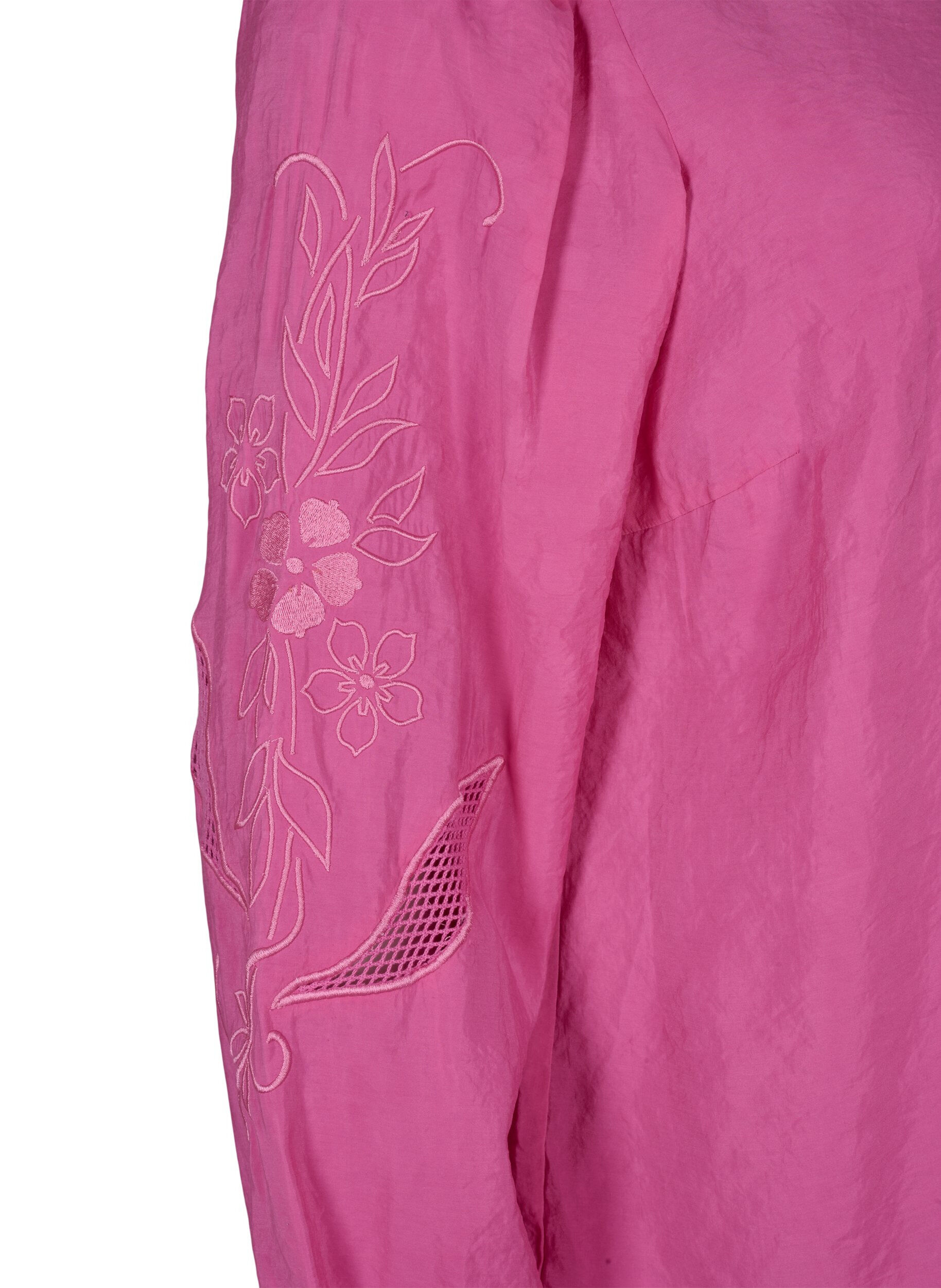 Zizzi Blus i TENCEL&trade; Modal med broderidetaljer, Phlox Pink, Packshot image number 3