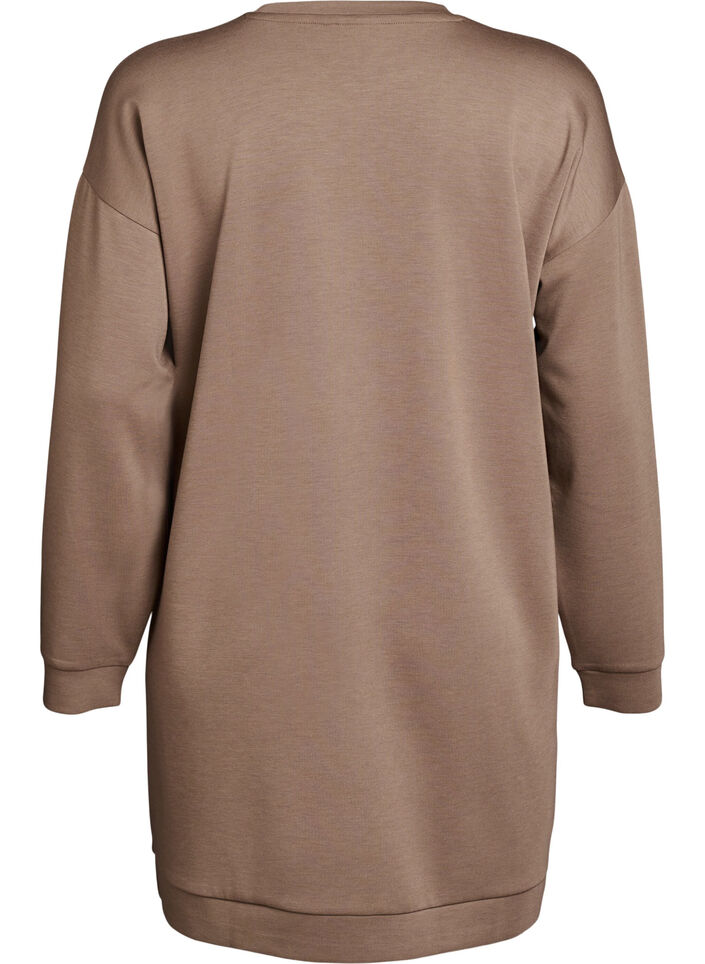 Kort sweatshirtklänning i modalblandning, Fossil , Packshot image number 1