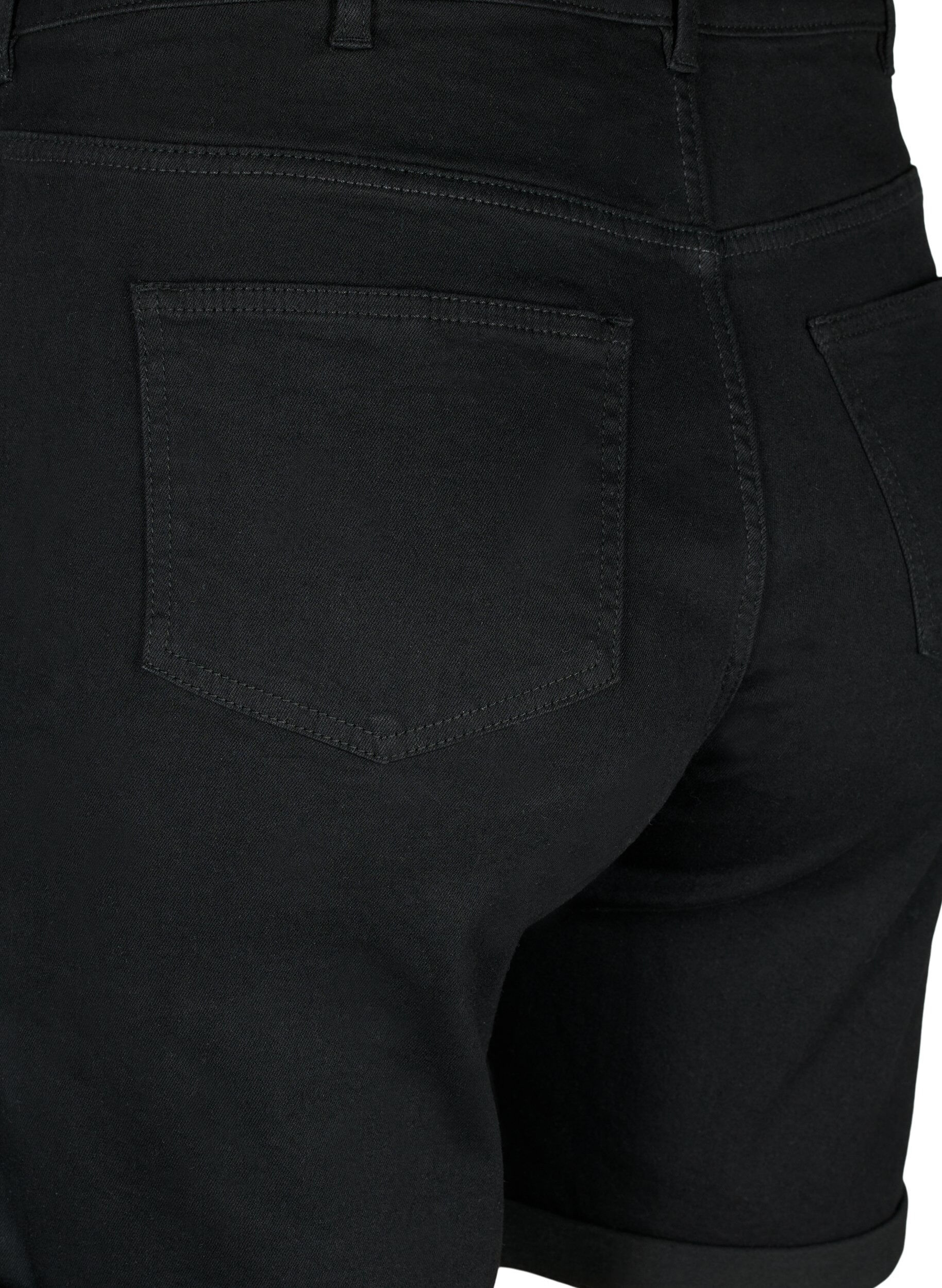 Zizzi &Aring;tsittande jeansshorts med h&ouml;g midja, Black, Packshot image number 3