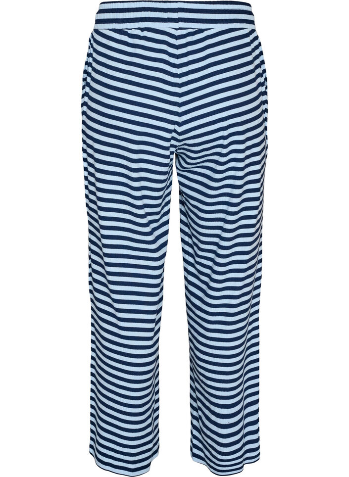 Randiga pyjamasbyxor med h&ouml;g midja och vida ben, Bl&aring;, Packshot image number 1