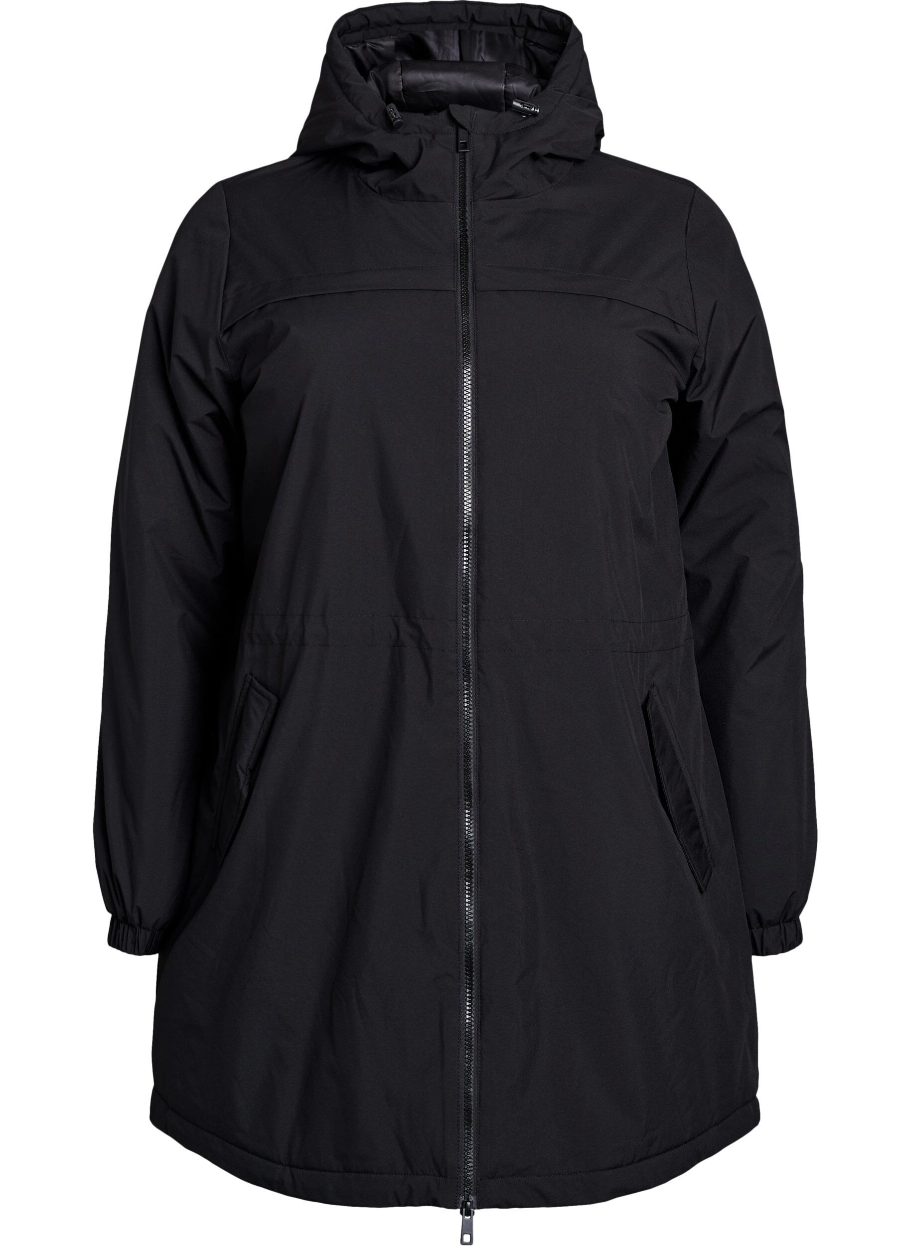 L&auml;tt vadderad parkas med huva