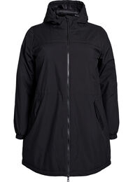 L&auml;tt vadderad parkas med huva, Svart