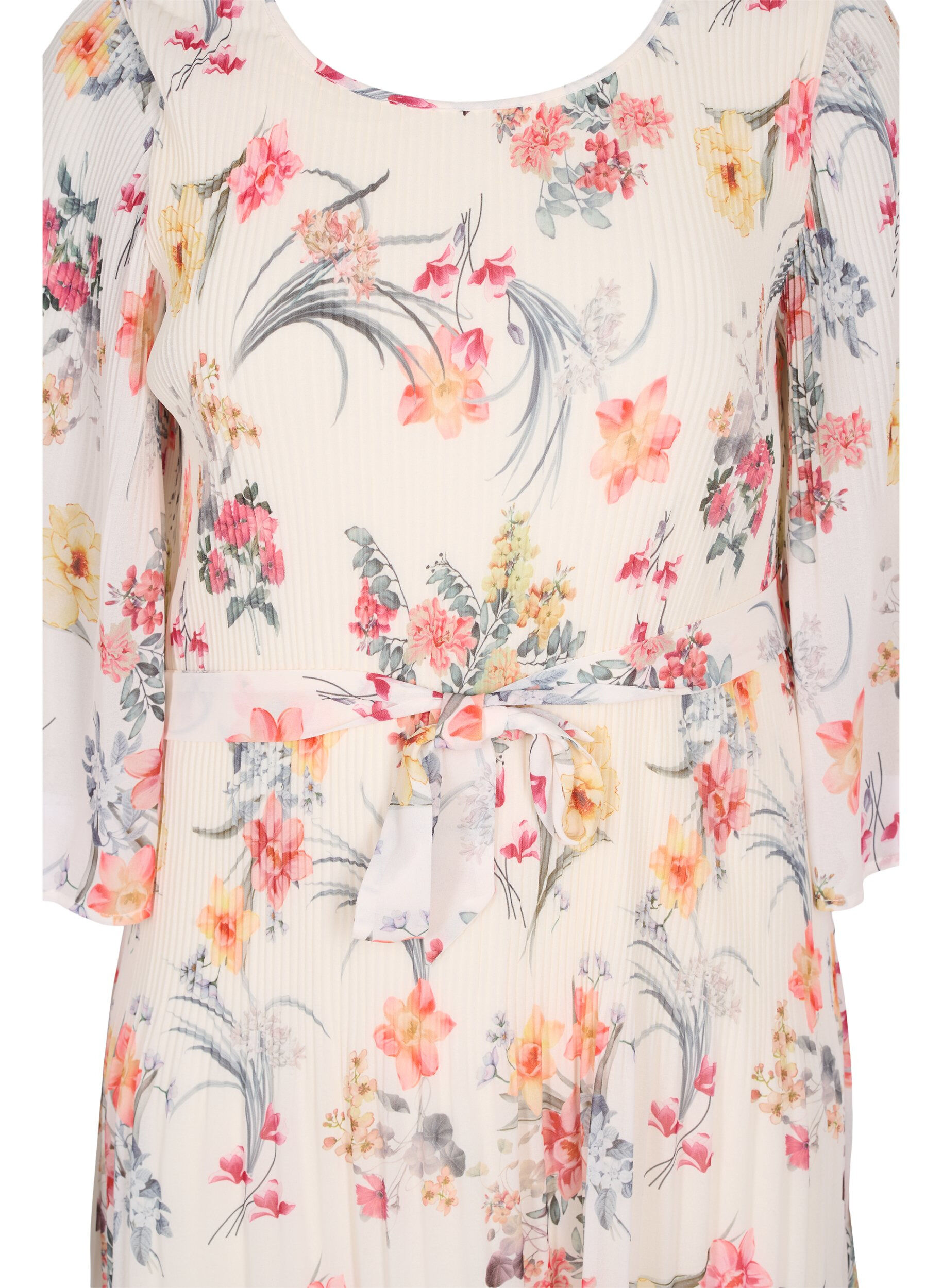 Zizzi Plisserad kl&auml;nning med m&ouml;nster och knytband, Sugar Swizzle Flower, Packshot image number 2