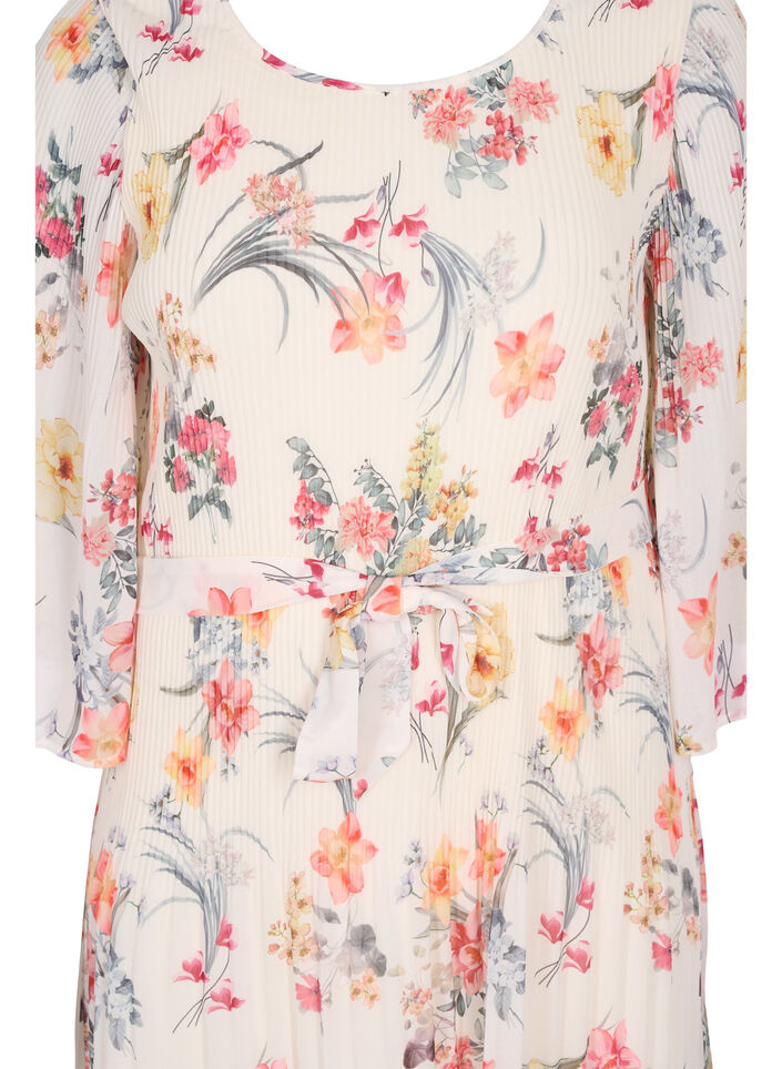 Plisserad klänning med mönster och knytband, Sugar Swizzle Flower, Packshot image number 2