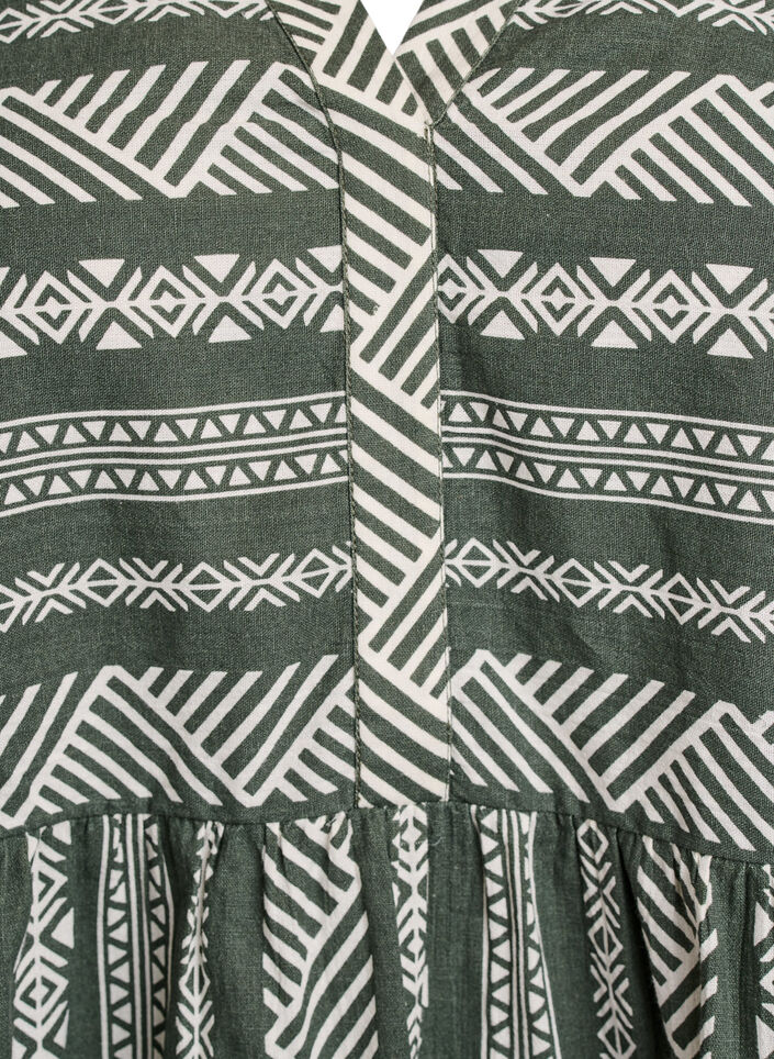 Kort klänning med grafiskt tryck och 3/4-ärmar, Grön, Packshot image number 2