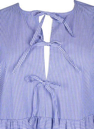 Randig bomullsblus med knytband, Baja Blue Stripe, Packshot image number 2