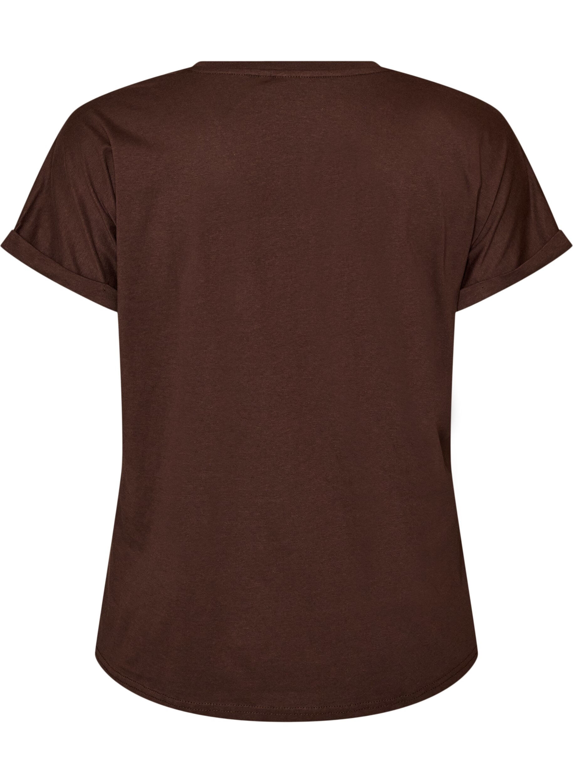 ZizziT-shirt i bomull med blommigt m&ouml;nster, Brun, Packshot image number 1