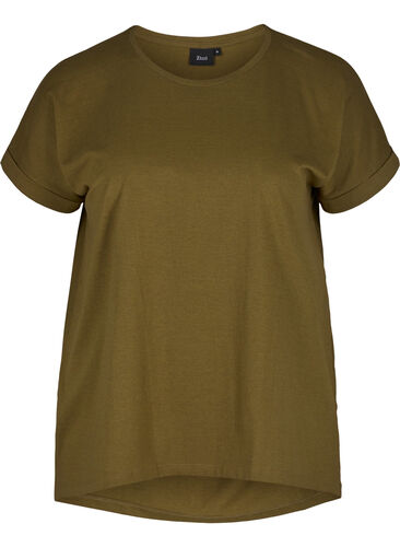 T-shirt i bomullsmix, Dark Olive Mel., Packshot image number 0