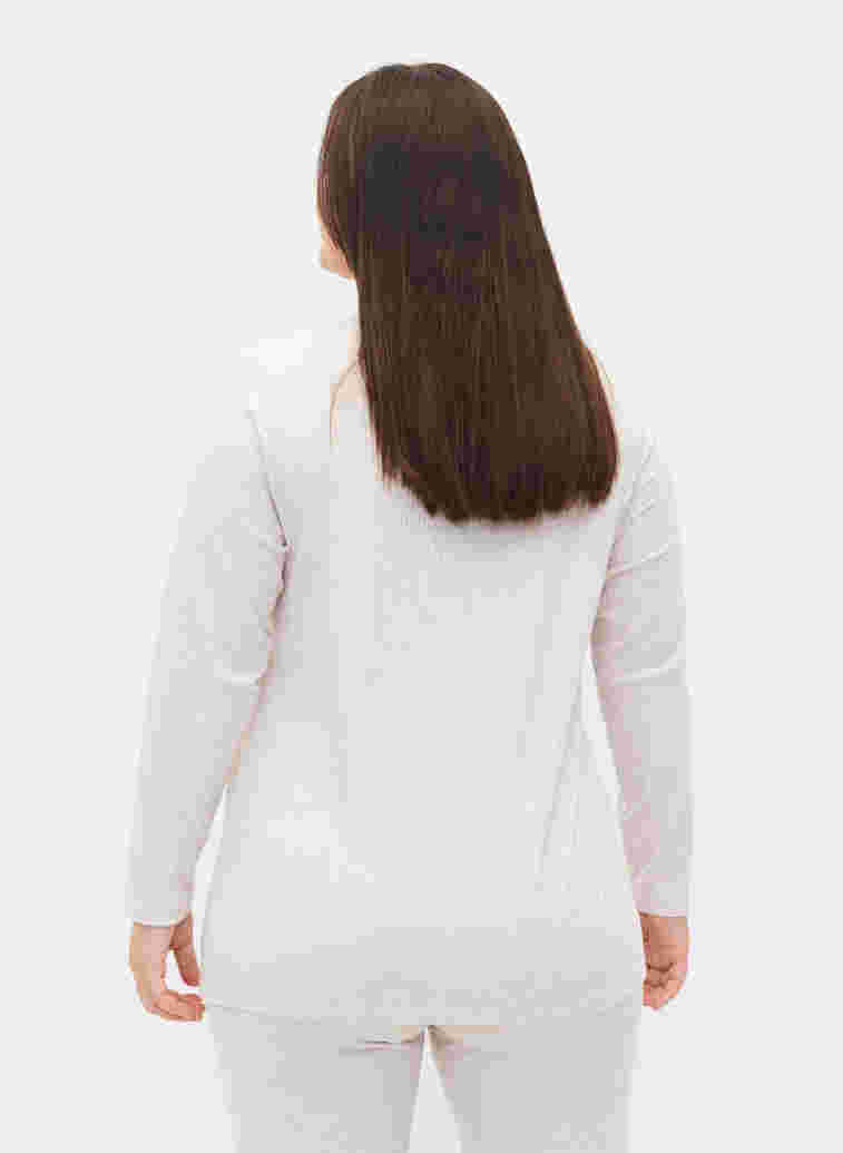 Ribbad långärmad tröja, Natural Mélange, Model image number 1