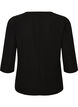 Blus med asymmetrisk drapering och 3/4-&auml;rmar, Svart, Packshot image number 1